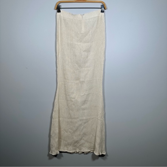 Savannah Morrow Cream Plissé Maxi Bamboo Silk Skirt Size Small - Picture 14 of 16